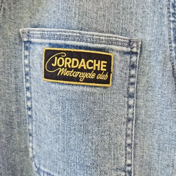 Jordache Vintage Motorcycle Club Denim Jean Cameron Coverall Jumpsuit Size L - Picture 5 of 9
